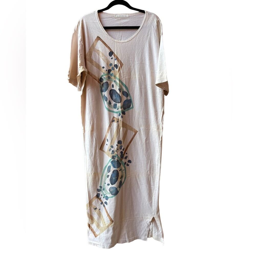 Blue Fish Vtg Women’s Dress Art To Wear Handpainted Dress Size:2